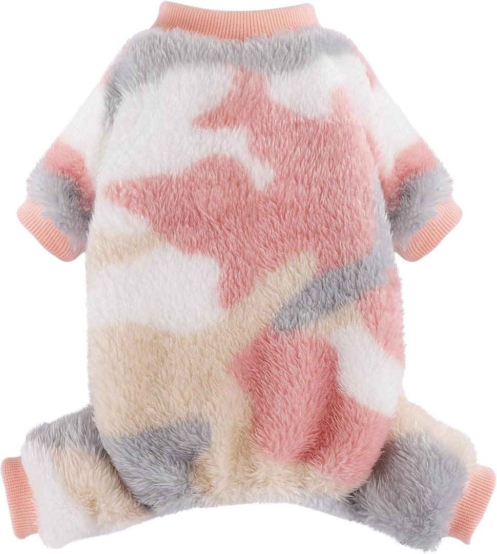 DaFuEn Dog Sweater, Dog Pajamas for Small Dogs, Winter Pet Onesies Pjs, Puppy 4 Legged Sweater Clothes for Chihuahua Yorkie Teacup Jumpsuit, Cute Pet Outfits Apparel (M, Pink Camouflage) (Medium Chest 18.5 in))