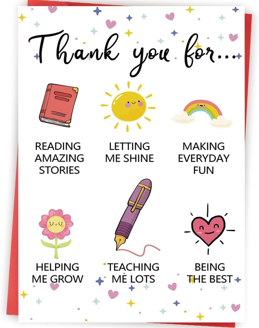 11 x Lovely Thank You Teacher Card, Great Teacher Appreciation Gifts Card from Students, Thank You for Helping Me Grow, End of Term Gift