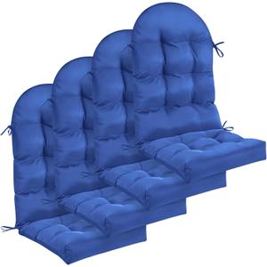 Geelin 4 Pcs Outdoor Patio Chair Cushion Thick High Back Adirondack Chair Cushion Tufted Weather & Fade Resistant Anti-Slip Outside Rocking Chairs Pads with Ties, 44 x 19 x 4 Inch (Navy)