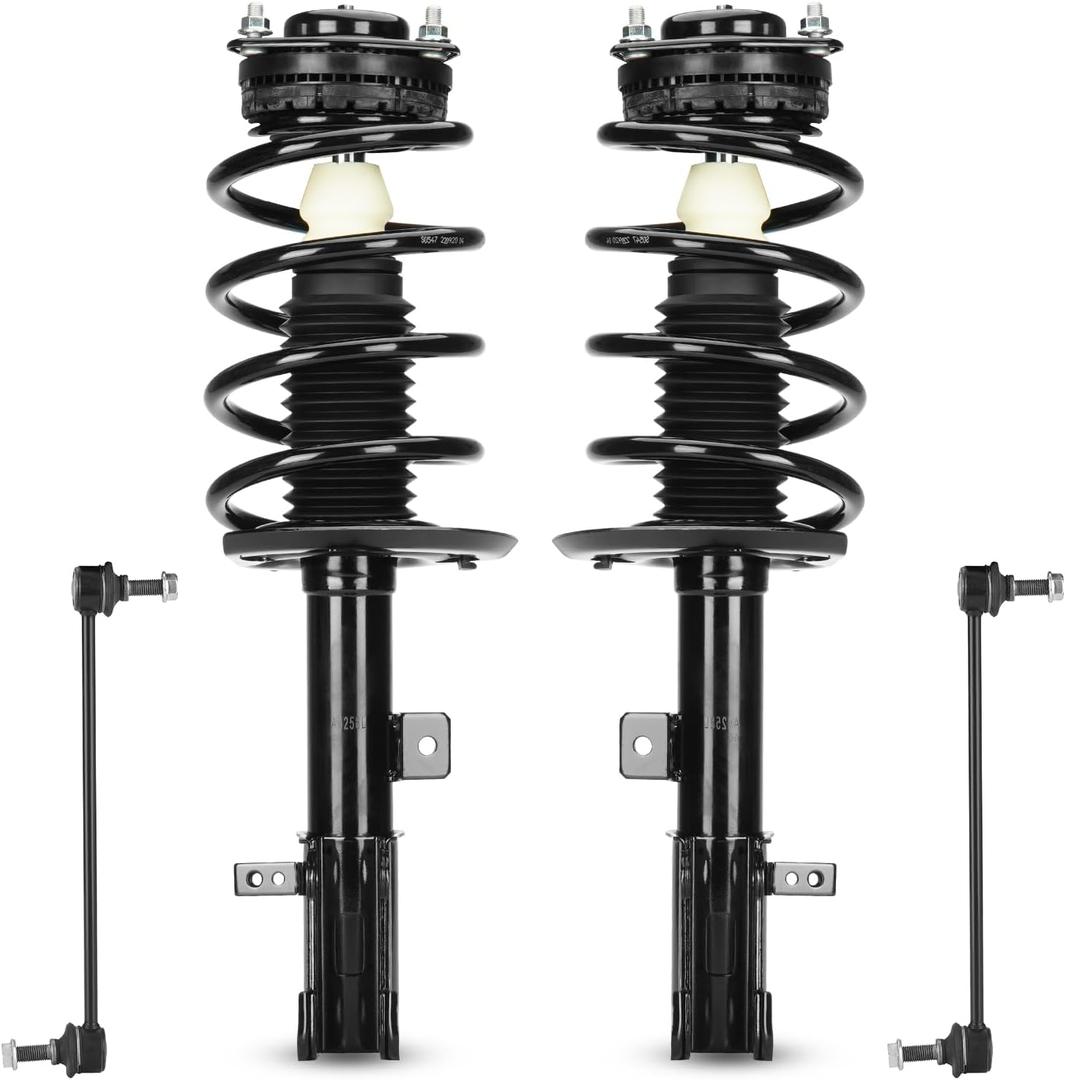 Front Struts Suspensions w/Coil Spring & Sway Bar Links for 11-14 Chrysler 200 (2.4L L4 Sedan), 08-14 Dodge Avenger (2.7L/3.6L V6 Sedan FWD), 07-10 Sebring (2.7L/3.5L V6 Sedan), 271130 271131 K750385