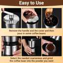 Ceramic Burr Manual Coffee Grinder with 8 Adjustable Coarseness Settings for Cold Brew Espresso Beans French Press Pour Over Drip Stainless Steel Hand Crank Coffee Mill for Home use or Travel Camping