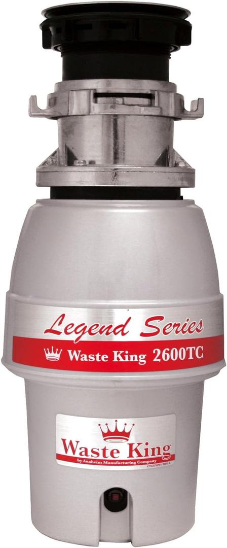 Waste King L-2600TC Controlled Activation 1/2 HP Garbage Disposal with Safer Controlled Griding, Power Cord Included, 1/2 Hp - Batch Feed