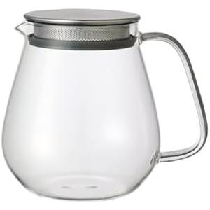 Kinto Stainless Unitea One Touch Teapot 720 Milliliter (24.35 Fl. Oz.) - Heat-resistant Glass Teapot with Stainless Steel Strainer in Lid (Japan Import)