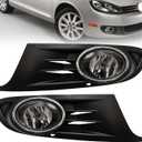 Fog Lights Fit For MK6 2010-2014 Golf Jetta TDI Sportwagen Chrome Black Bezel Kit (OE Style Clear Lens Bulbs, Bezels)
