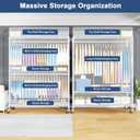ULIFHOME P8C Max Heavy Duty Clothes Rack（With Extended Width Design） Rolling Clothing Racks for Hanging Clothes with Lockable Wheels，51.2"W x 15.8"D x 80.5"H，Load 800LBS，White Rack with Black Cover