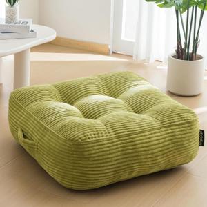 8" Washable Floor Pillow Cushion for Adults, Meditation Cushion Pillow, Large Square Floor Sitting, Removable Tufted Corduroy Cover, for Tatami Living Room or Yoga, 22x22 Inch, Machine Washable (8" Thick (Pack of 1)