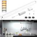 WOBANE Under Cabinet Lighting, 24 inch Plug in LED Counter Light Bar, Hand Wave Activated, Touchless Dimmable for Kitchen Cabinet, Shelf, Under Desk, Color Tunable 2700K to 6500K,White Panel,1400LM