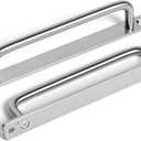 Set of 12, 5" Ceter to Center Sleek Brushed Nickel Cabinet Pulls - Modern Minimalist Handles - Kitchen Pulls for Drawers - 5/16 Inches Diameter with Back Plate