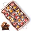 SUJUDE Brownie Pan with Dividers Nonstick Brownie Pans and Cutters, Make 18 Pre-cut Brownies at Once Perfect Individual Brownie Baking Pan All Edge - 12 X 8 X 1.6 Inches