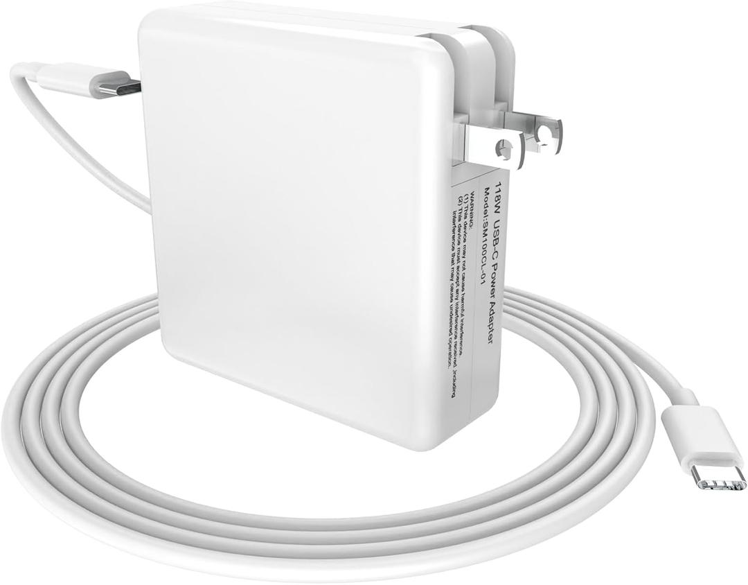 Mac Book Pro Charger - 118W USB C Laptop Charger Power Adapter Fit MacBook Air 13 14 15 16 inch, MacBook Pro, M1 M2 M3 M4, iPad Pro and All Type C Port Devices, 6.6 Ft USB C to C Cable