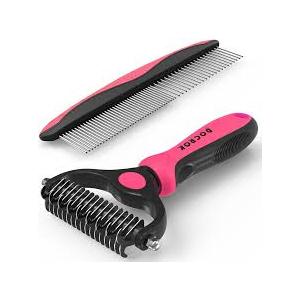 Docrok Pet  Comb Undercoat Rake for Long-haired Pets, Pink