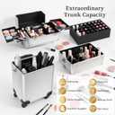 Rolling Makeup Case with Lid Portable Cosmetology Case on Wheels
4 in 1 Large Cosmetic Trolley Organizer Travel for Hairstylist Artist Nail Beauty Salon Barber Cart Trunk, Load
