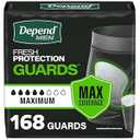 Depend Guards Incontinence Pads for Men, Maximum Absorbency, 168 Count
One Size, For Large Bladder Leaks, Fits in Your Own Underwear