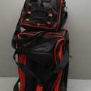 3 Ball Bowling Bag with Wheels, 2 Ball Bowling Bags Double roller with 1 Ball Add On Bag, Multi-Pockets & Shoe Compartment (Fits Up to Size 15) (Red)