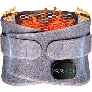 Lower Back Massager with Heat, Heating Pad for Back, Portable Waist Massage Belt with 3 Heat 3 Vibration, 5000mAh Battery, Adjustable Size, Touchscreen Control, Christmas Gifts for Mom Dad