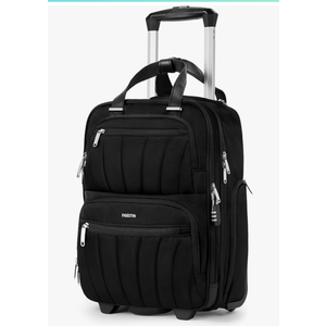 Underseat Carry On Luggage with Wheels, 16-inch Softside Rolling Bag, Lightweight Small Suitcase, Personal Item Travel Bag for Women (Black)