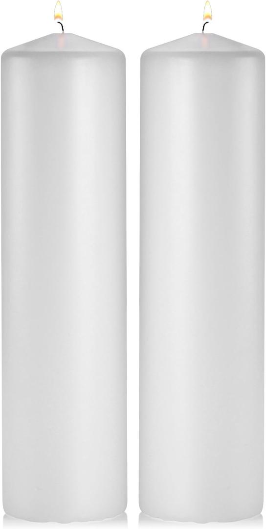 White Pillar Candles - Set of 2 Unscented Pillar 3x12 inches for Wedding Centerpiece Candle, Home Decor and Holiday Celebrations