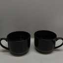 Pack Of 2 50oz lagrge Ceramic Soup Mug with Handles for Coffee, Tea, Ice Cream, Cereal (Black)