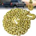 G80 Trailer Chains with Hooks - 5/16In16Ft Yellow, 4,900 Lbs Towing Accessories for Transporting (Color Zinc)