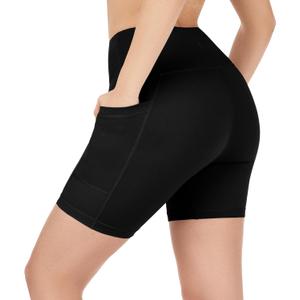 Nirlon NirLUX Yoga Shorts for Women - Soft Womens Workout Leggings for Gym & Yoga - Womens Biker Shorts with Pockets (Black)