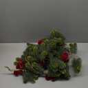 SY Super Bang 6FT Christmas Garland, Artificial Green Garland Christmas Decorations with Velvet Ball Red Berry Exquisite Ornaments, for Indoor Outdoor Home Table Fireplace Xmas Party Holiday Decor.