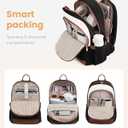 LOVEVOOK Travel Laptop Backpack Women, 15.6 Inch Anti Theft College Backpack Woman with Laptop Compartment, Large Water Resistant Black Computer Daypack for Work Casual Travel Essentials, Beige pink