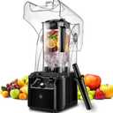 Commercial Blender for Smoothies 2200W, 80 Oz, 15 Speeds, 6-leaf Stainless Steel Blade, Heavy-Duty Commercial Blender for Smoothies, Ice Crush, Shakes, Self-Cleaning, Black