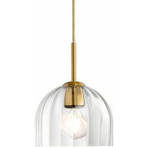 Modern Pendant Light Kitchen Island, Nordic Boho Dome Chandelier, 7.86" Bell Lamp Shape Hanging Ceiling Lighting Fixture with Clear Striped Glass Lampshade Dining Room, 20cm