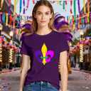 New Orleans Shirts for Women Fat Tuesday T-Shirt Holiday Party Tee Tops (Purple, M)