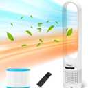 Hiluce 3-in-1 Bladeless Fan with Air Purifier,Powerful Fan and Heater Combo HEPA Filter 99.97%,Quiet Tower Fans with Remote,Tip-Over Switch,80°Oscillating, 8 Speeds, 9H Timer for Bedroom, Office