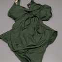 VIMPUNEC Womens One Piece Modest Swim Suits Tummy Control Wrap Bathing Suit Push Up Swimwear (X-Large, Army Green)