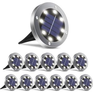 OULONGER 4.6inch Solar Lights Outdoor Waterproof, 12Pack Solar Lights for Outside,Solar Garden Lights Landscape Lighting for Patio Pathway Lawn Yard Deck Driveway Walkway(White Light)