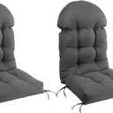 FUNBERRY Adirondack Chair Cushions Set of 2, Thicken Comfy Cushions for Rocker Non Slip Fade Shield Waterproof High Back with Ties (Grey)