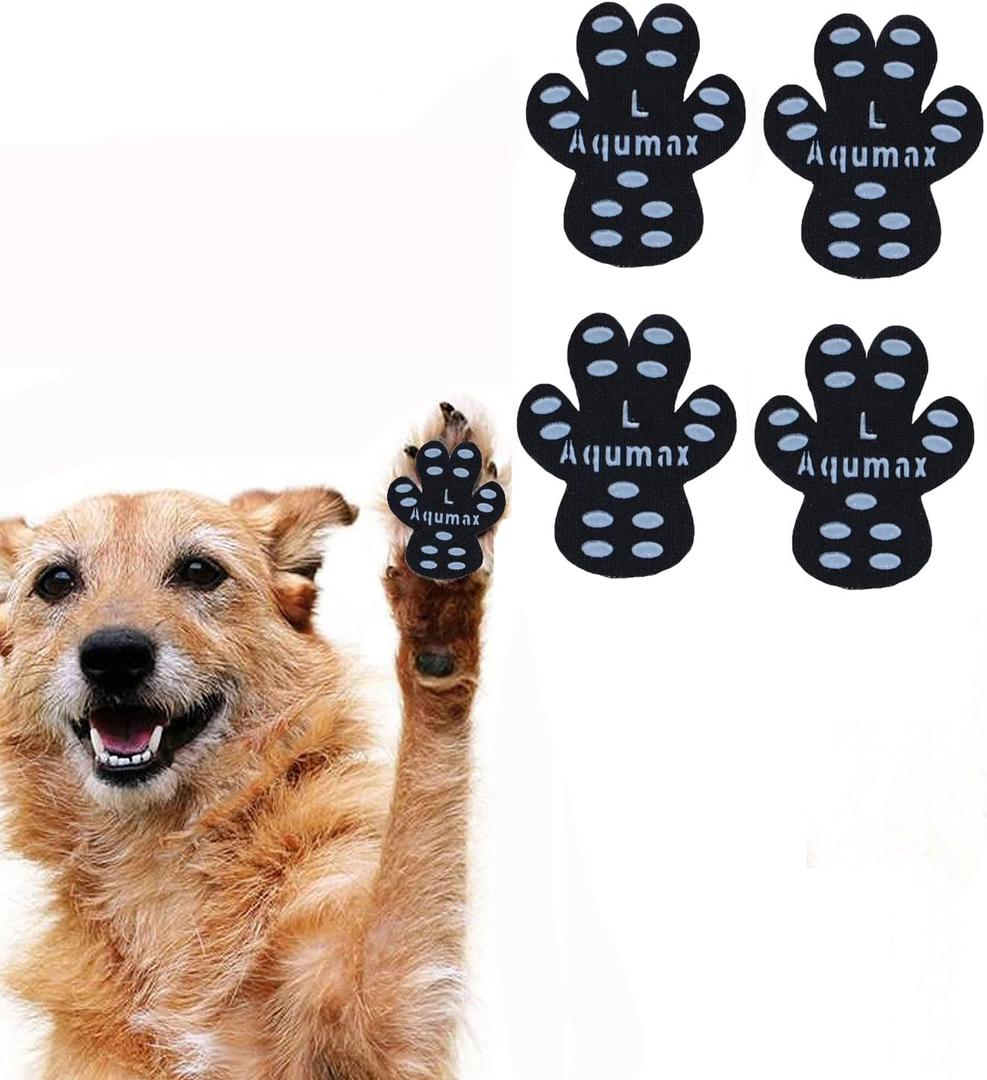 Aqumax Dog Paw Protector Anti-Slip Pads, Toe Grips for Senior Dogs, Paw Grips Traction Pads for Slippery Hardwood Floors, Essentials for Senior Dogs,12 Sets (48 pcs) L Black