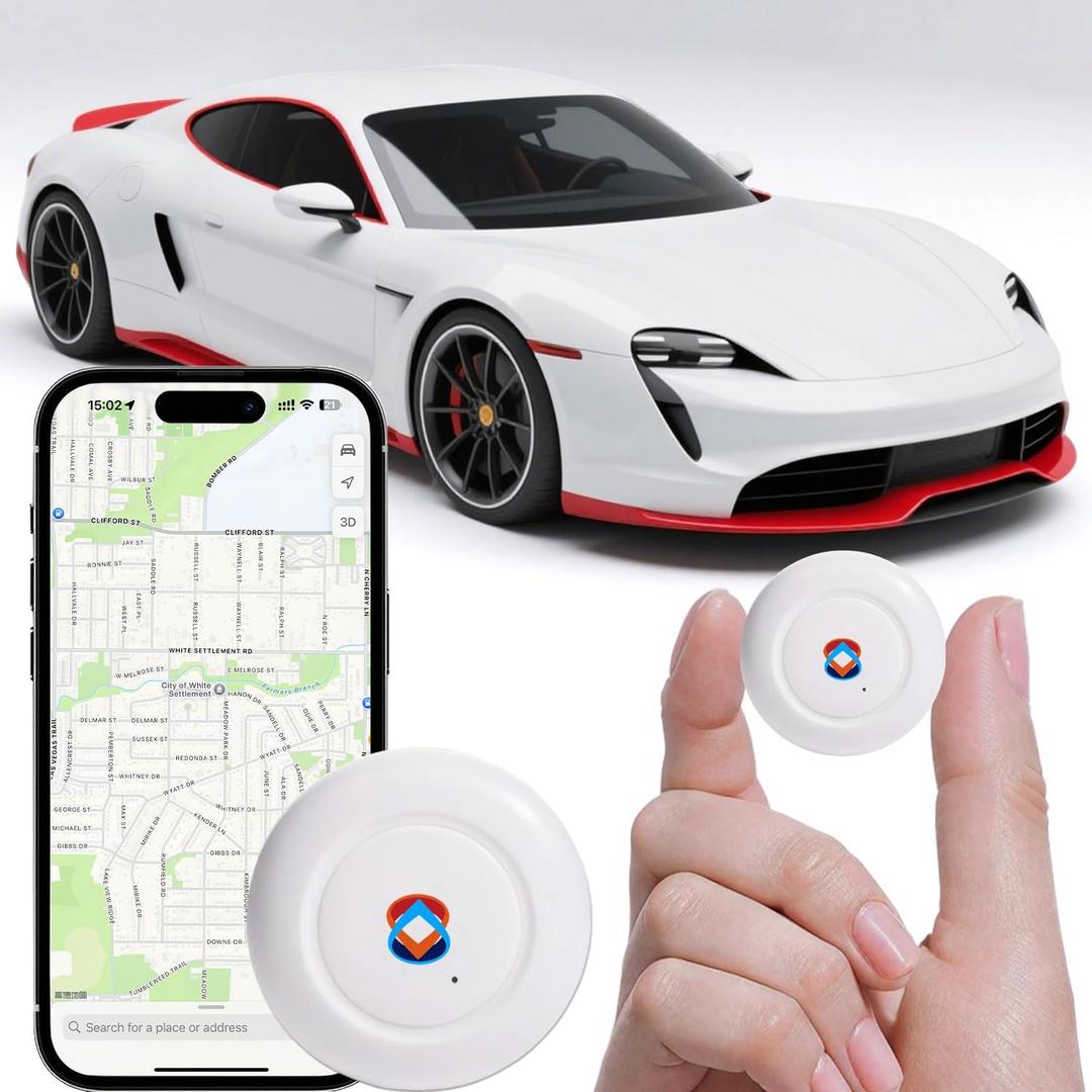 GPS Tracker for Vehicles, Cars, Pets, Kids & Valuables No SIM Card, No Subscription Real-Time Global Tracking Device Compatible with iOS & Android