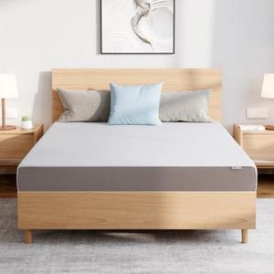 Amazon Basics Memory Foam Plush Mattress, Queen, White/Grey, 80 x 60 x 8 inches