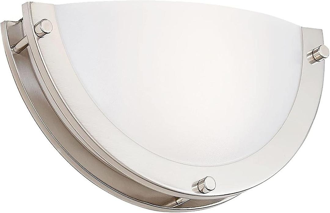 CLOUDY BAY 12-inch CRI90+15W 3000K/4000K/5000K Color Temperature Adjustable Dimmable LED Wall Sconce, ETL Listed LED Half Moon Wall Fixture, Brushed Nickel