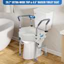 4.5" Raised Toilet Seat with Arms and Legs, 26.7" Wide, Adjustable Height, 4-Leg Raised Toilet Seat with Handles for Elderly, Elevated Toilet Seats for Seniors for Standard or Elongated Commode