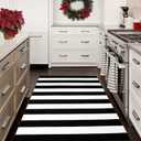Black and White Outdoor Rug 35.4 x 59 Inches Striped Front Door Mat Front Porch Rug Hand-Woven Machine Washable Indoor/Outdoor Layered Door Mats for Entryway/Porch/Patio