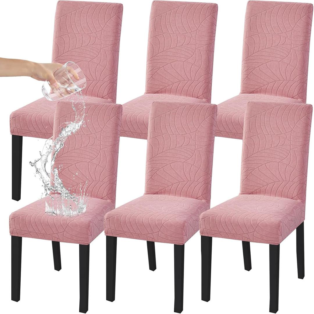 HZDHCLH Waterproof Chair Covers Set of 6, Spandex Dining Chair Slipcovers, Protectors for Kitchen and Dining Room Chairs