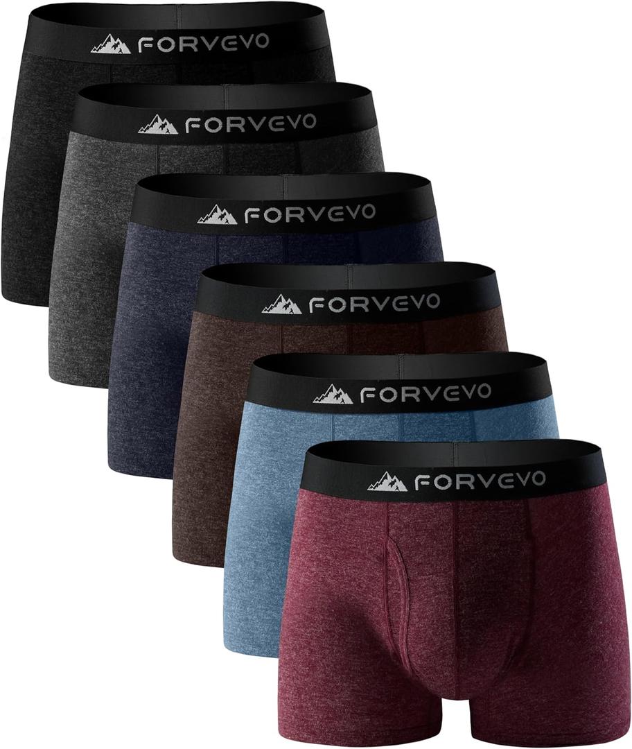6 Pack Mens Merino Wool Underwear, Breathable Wool Boxer Briefs, Comfortable Soft Moisture Wicking Boxers Shorts (Large, Multicolor01)