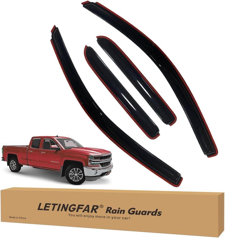 in-Channel Rain Guards for Chevy Silverado/GMC Sierra 1500 2014-2018 Double Cab, Side Window Deflectors, Window Visors for Silverado/Sierra 1500,for Silverado/Sierra Car Accessories