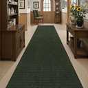 DEXI Hallway Runner Rug 36x120, Non Slip Long Rug for Entryway, Olive Green