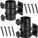 Deck Umbrella Mount, Heavy Duty Patio Umbrella Holder 2PCSOutdoor Umbrella Stands,(Fit Max OD 2 inch) Deck Umbrella Bracket Corner Umbrella Clamp for Deck Railing (Flat Mount)