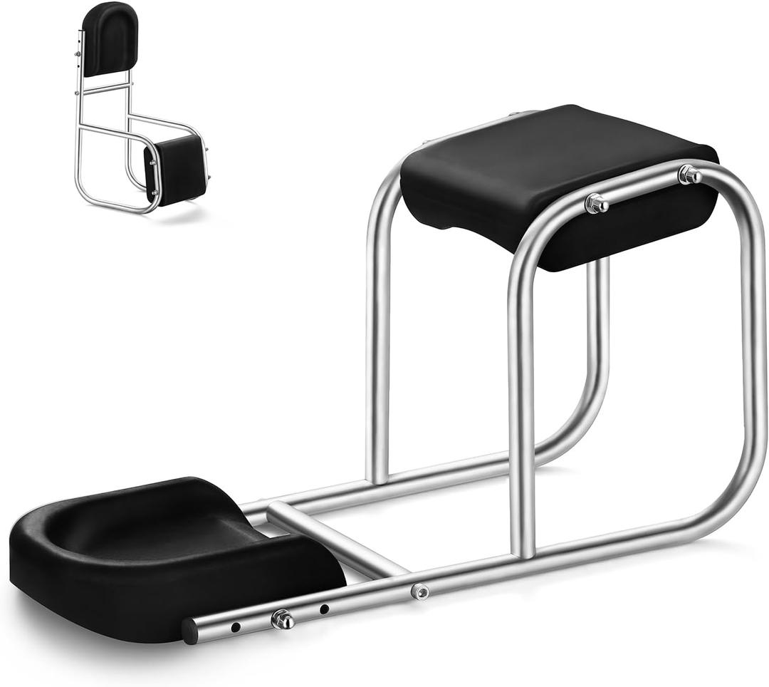 Knee Seat for Gardening, 304 Stainless Steel Garden Kneeler and Seat, Quick Release Gardening Kneeler, Suitable Height from 4.9 Feet to 6.5 Feet (Black, Adult Size)