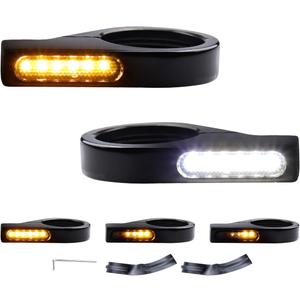 Switchback Sequential Front Fork LED Turn Signals with Relocation Kit, Motorcycle Running Lights for 39-41mm Front Mount Fork Harley Sportster 883 1200 Dyna Touring Road King 1986-2013