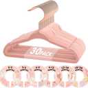 VIS'V Baby Hangers, 11 Inch Velvet Kids Hangers with 6 Pcs Clothes Size Dividers, Infant Toddler Nursery Closet Organization, Non Slip, Pink, 30 Pcs