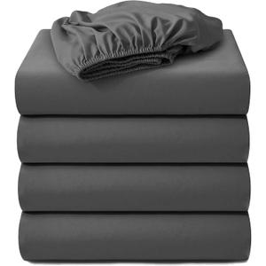 4 Pack Fitted Hospital Bed Sheets with Elastic All Around for a Double Brushed Ultra Soft Breathable 100% Microfiber Sheets, 36 x 84 x 12