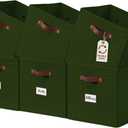 DECOMOMO Storage Cubes, 13x13x13 Storage Cube Bins with Labels, Fabric Organizer Bins (13" / 6pcs, Olive Green)