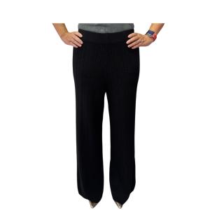 Women's Knit Wide Leg Pants, Cable Pattern, Elastic Waist, Black. Free Size. One Size